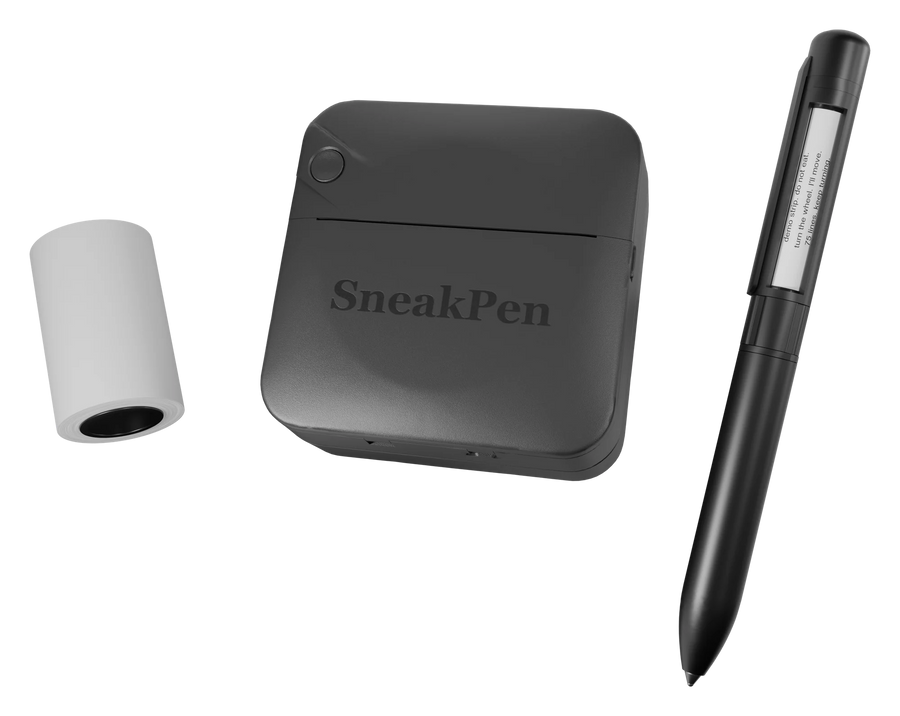 SneakPen, its pocket printer and a paper roll